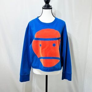 Tory Sport Blue/Orange Cropped sweat shirt size large w327599